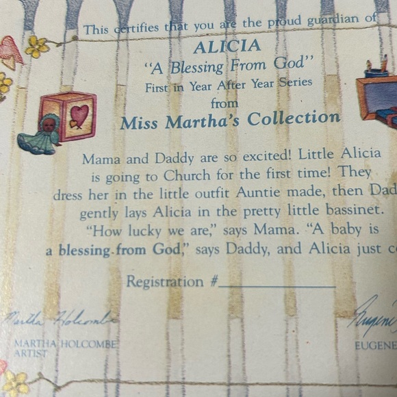 NWT 1992 ENESCO Miss Martha’s Collection ALICIA “A Blessing From God” 321591. - Picture 10 of 11
